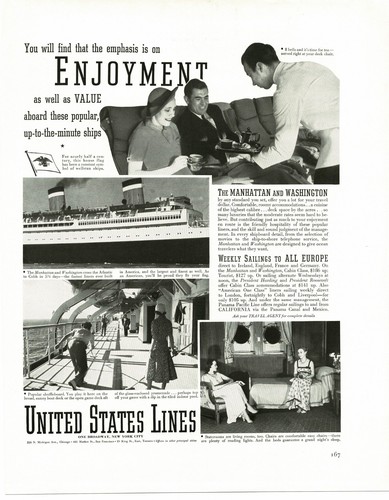 1938 United States Lines Cruise Ship Ocean Liner Shuffleboard Vintage Print Ad