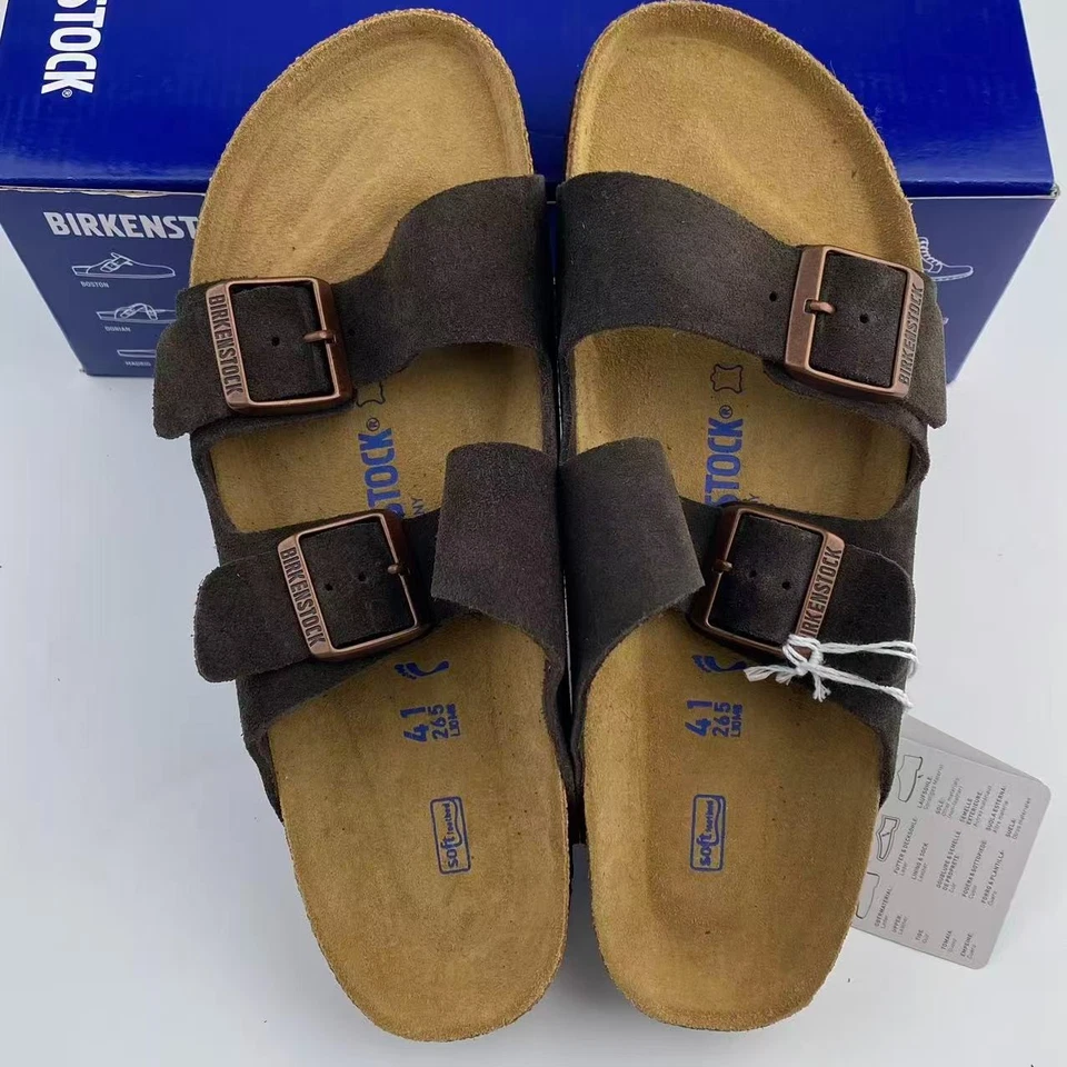Nuevas Sandalias Birkenstock Arizona Mocha Gamuza Plantilla Suave Para Hombre Mujer EU 37-45 Foto 2 de 4