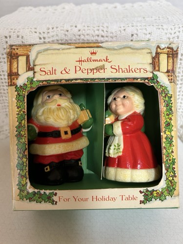 Vintage Hallmark Mr & Mrs Santa Claus Salt And Pepper Shakers In Box - Picture 3 of 6