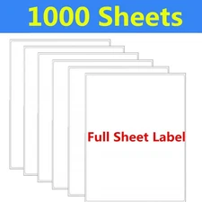 1000 8.5x11 Full Sheet Shipping Mailing Address Label Self Adhesive Laser InkJet
