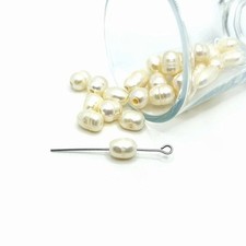 Drilled Cultured Freshwater Pearl Beads, 7x7mm - US Seller