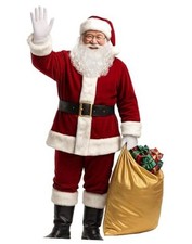 Santa Suit Adults Men 11pcs Set Red Deluxe Classic Velvet Santa Claus Large