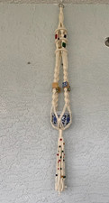 Vintage Macrame Nursery Wall Hanging MCM with Wooden Beads Handmade