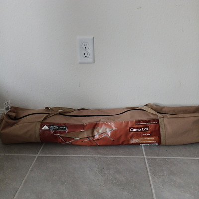 Ozark Trail Camping Cot Twin Size 6ft 3in x2ft 3in Wide Tan