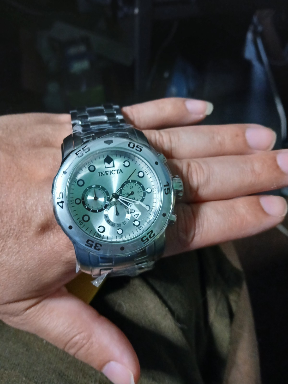 Invicta Men's Watch Pro Diver Chronograph Silver Dial Stainless Bracelet 0071