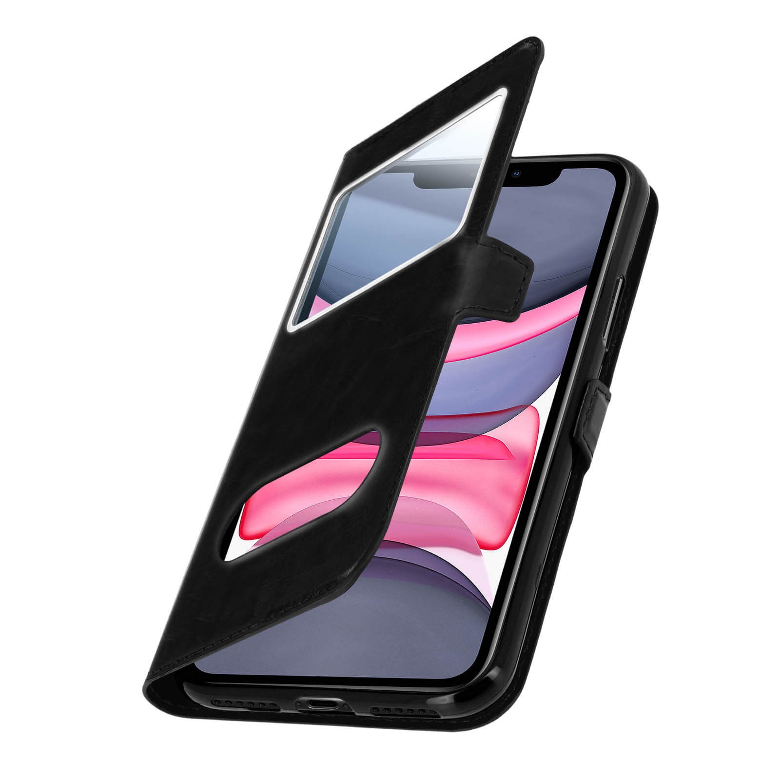 Coque iPhone 11 avec support vidéo intégré et double fenêtre de notification