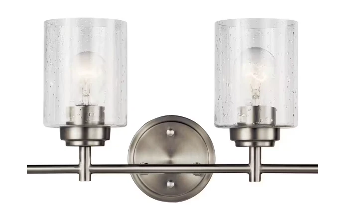 Kichler Winslow 4-Light Brushed Nickel Vanity Light with Seeded Glass Shade - Image 4 of 4
