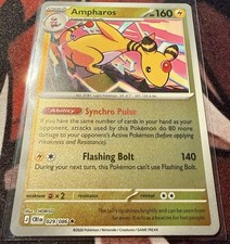 Pokémon TCG Ampharos Reverse Holo Rare Card #029/086 ME04: Chaos Rising