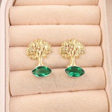 Marquise Green Emerald Stone Dangle Drop Earrings Jewelry 925 Sterling Silver