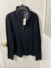 Nautica 1/4 Zip Mens Small Black Pullover Sweatshirt Sweater L/S NWT 80 MSRP