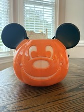 Disney Parks Mickey Mouse Pumpkin Halloween Light Up Trick or Treat Bucket READ