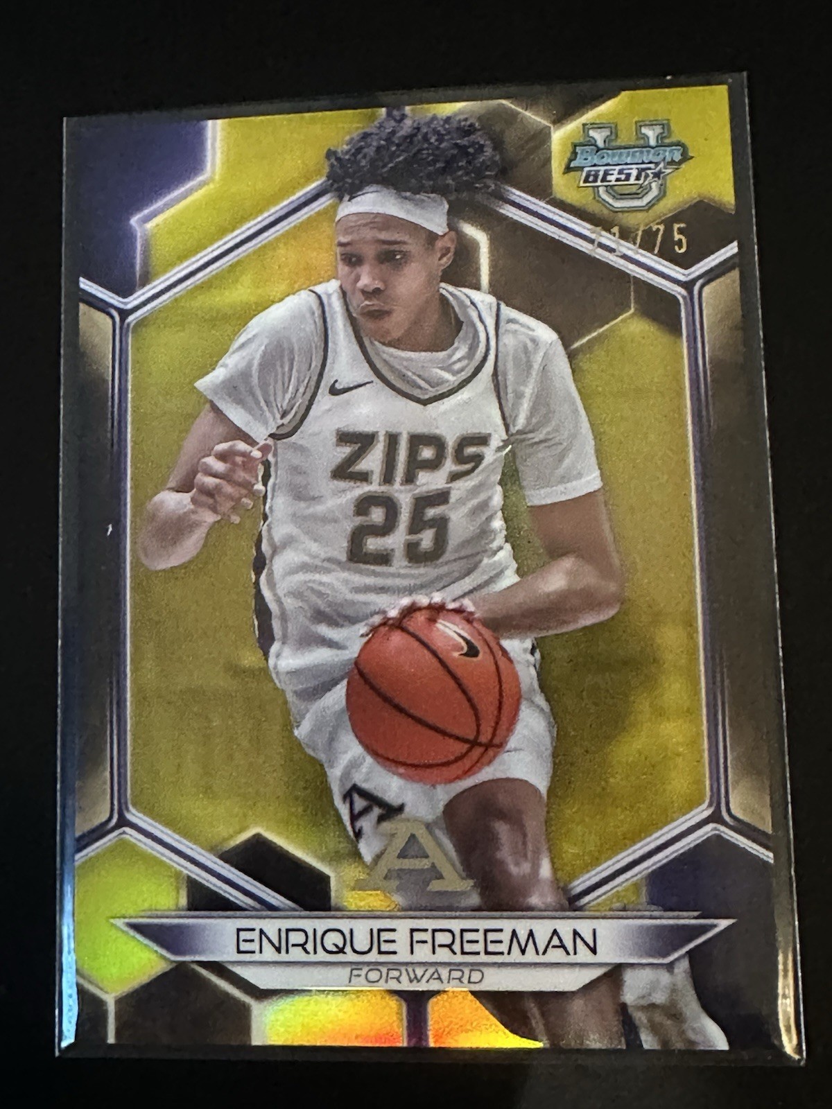 2023-24 Bowman's Best University Yellow Refractors #1 Enrique Freeman /75 A50