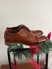 Stacy Adams Men  s Brown Leather Oxford Cap Toe Dress Shoes Size 3 Youth / 5 Wome