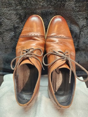 Shoes Stacy Adams Dickinson Cap Toe Oxford Cognac Leather 25066-221-SIZE 8