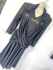 Grey midi dress 10 long sleeve Embellished draped