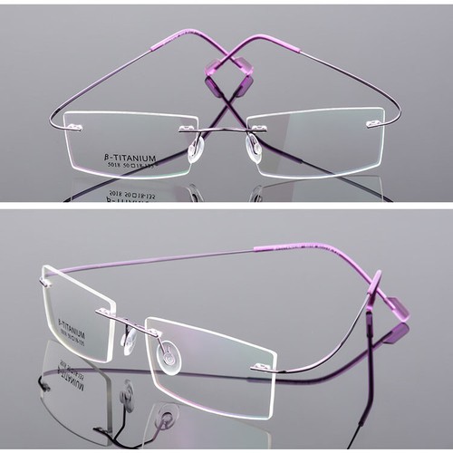 Metal Square Anti Blue Light Nearsighted Glasses Unisex Rimless Myopia Glasses - Picture 9 of 33