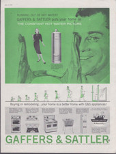 1960 PRINT AD  Gaffers & Sattler Utility Applaince Corp Constant Hot Water