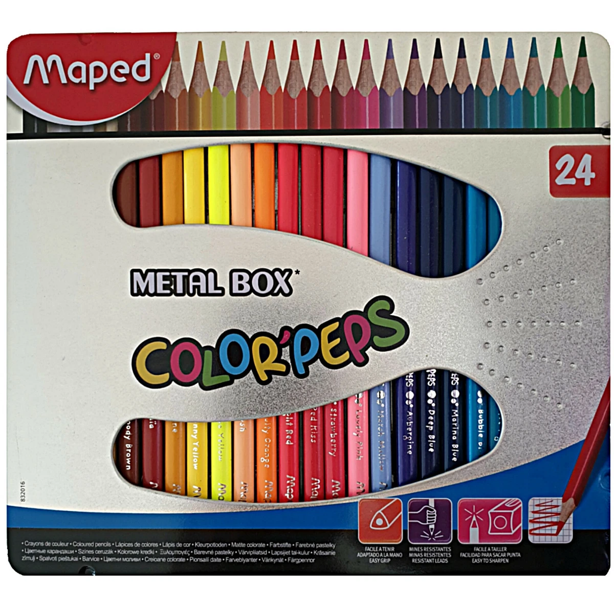 Maped Color Peps Colour Pencils 24 Shades Metal Box Assorted Maped