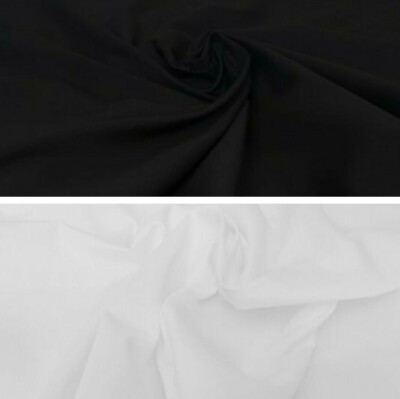 Uni Polycotton Stoff 45'' Handwerk Kleid Patchwork schwarz & weiß