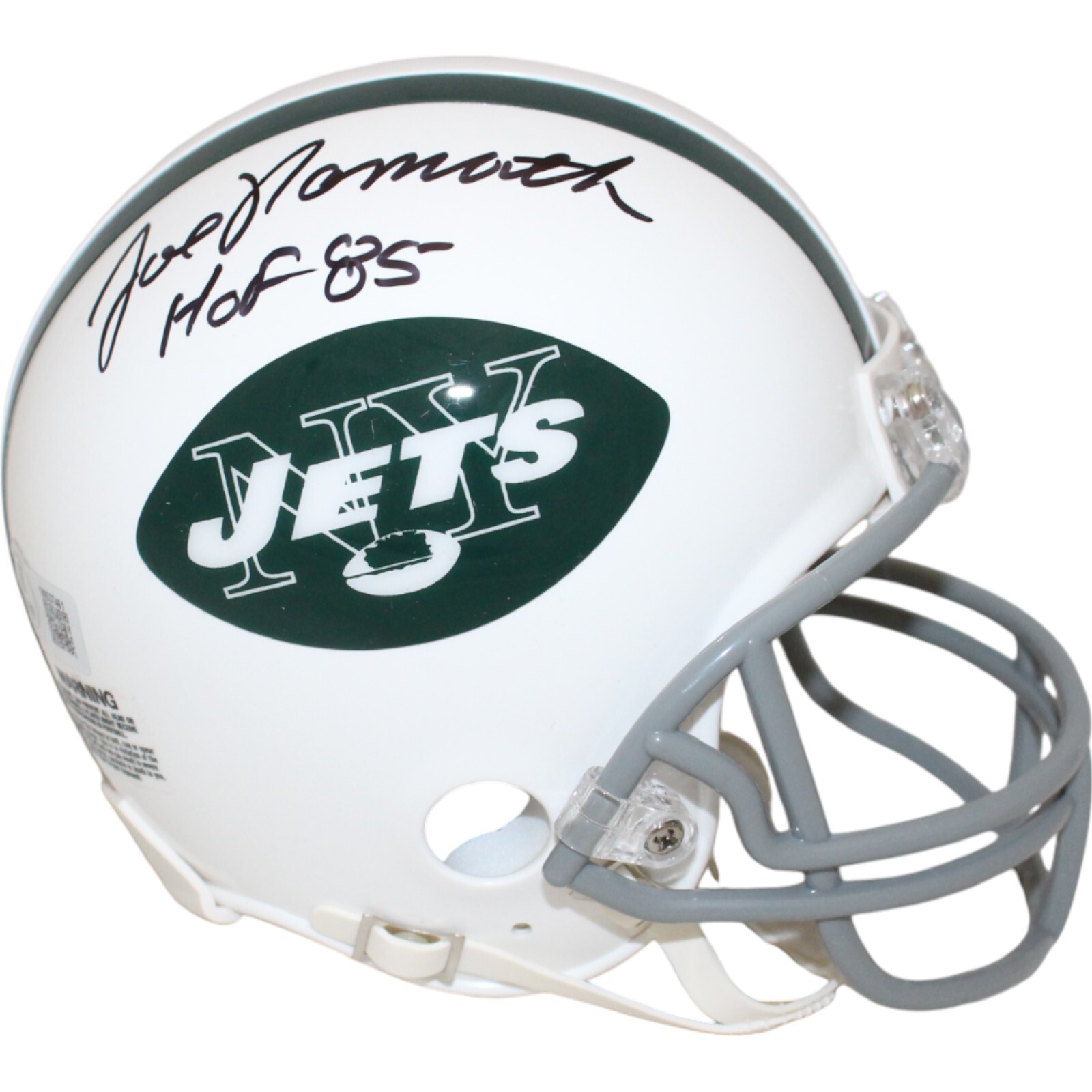 Joe Namath Autographed Signed New York Jets Vsr4 Tb 65-77 Mini Helmet Beckett 