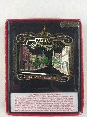 Nations Treasures Batavia Illinois 24K Flashed Brass Metal Ornament Souvenir