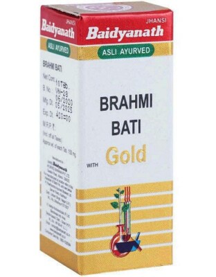 Baidyanath Brahmi Bati with Gold (Swarna Moti Kesar Yukta) (25 Tablet) Ayurvedic