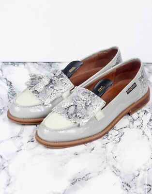 RUSSELL BROMLEY Chester Grey Snakeskin Loafers Shoes