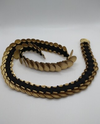 Elastic Stretch Belt Gold Tone Coin Disc Cinch Waist Jewelry 26\