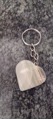 Stones N Craft Natural Marble Heart Key Ring Great Idea For A Gift! New!
