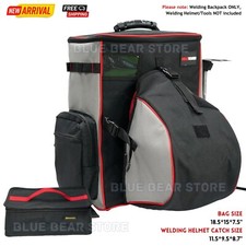 Large Welding Gear Tool Backpack Holder Luggage Storage Bag with Helmet Catch