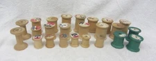 Lot of 24 Vtg Wooden Sewing Thread Spools Various Sizes Brands Empty Wood CRAFTS