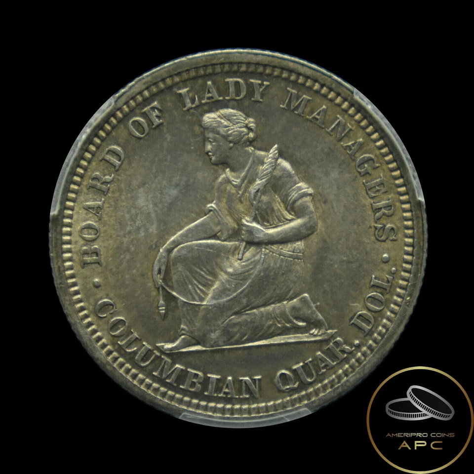 1893 Isabella Commemorative Silver Quarter PCGS AU58++ Perfect Natural Grey Tone - Image 4 of 4