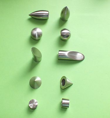 2 Endstücke Abschluss Kappen für 16 mm Gardinenstangen Edelstahl Optik