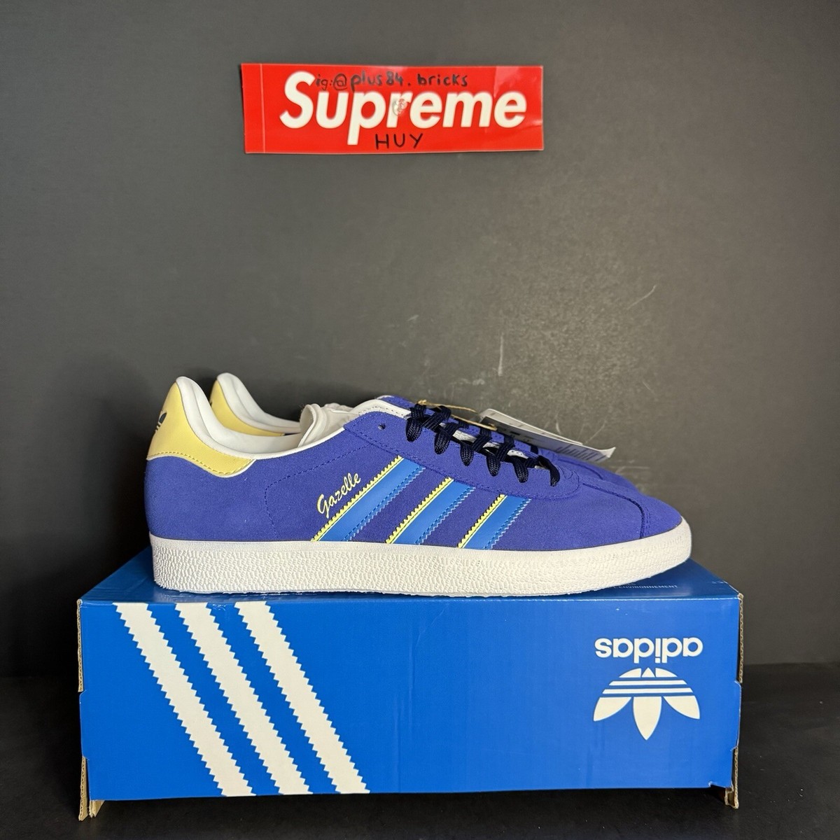 ADIDAS ORIGINALS GAZELLE CASUAL BLUE YELLOW IE0439 WOMEN'S SZ 9.5 NEW NO LID