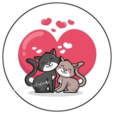 KITTENS WITH HEART ENVELOPE SEALS LABELS PARTY FAVORS STICKERS