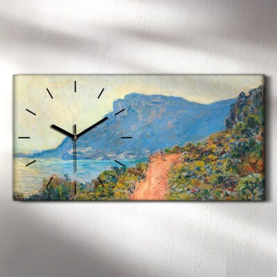 Wandbild Leinwand Bilder mit Uhr Geräuschlos 60x30 Die Corniche von Monaco