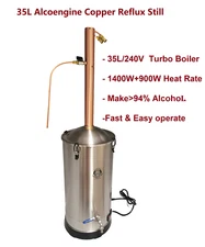 35L/240V/2300  AlcoEngine Reflux Still Kit Make >94% Neutural Spirits at Home