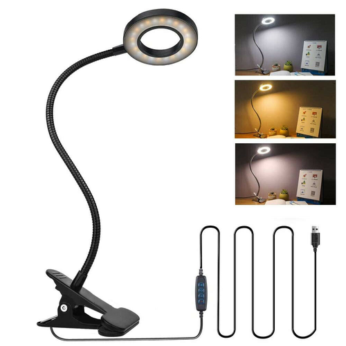 Clip On Desk Lamp LED Flexible Arm USB Dimmable Study Reading Table Night Light - Picture 5 of 11