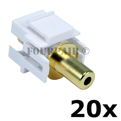 10 Pack - 3.5mm 1/8" Gold Stereo Female Jack Aux Coupler Keystone Snap-In White - Foto 12