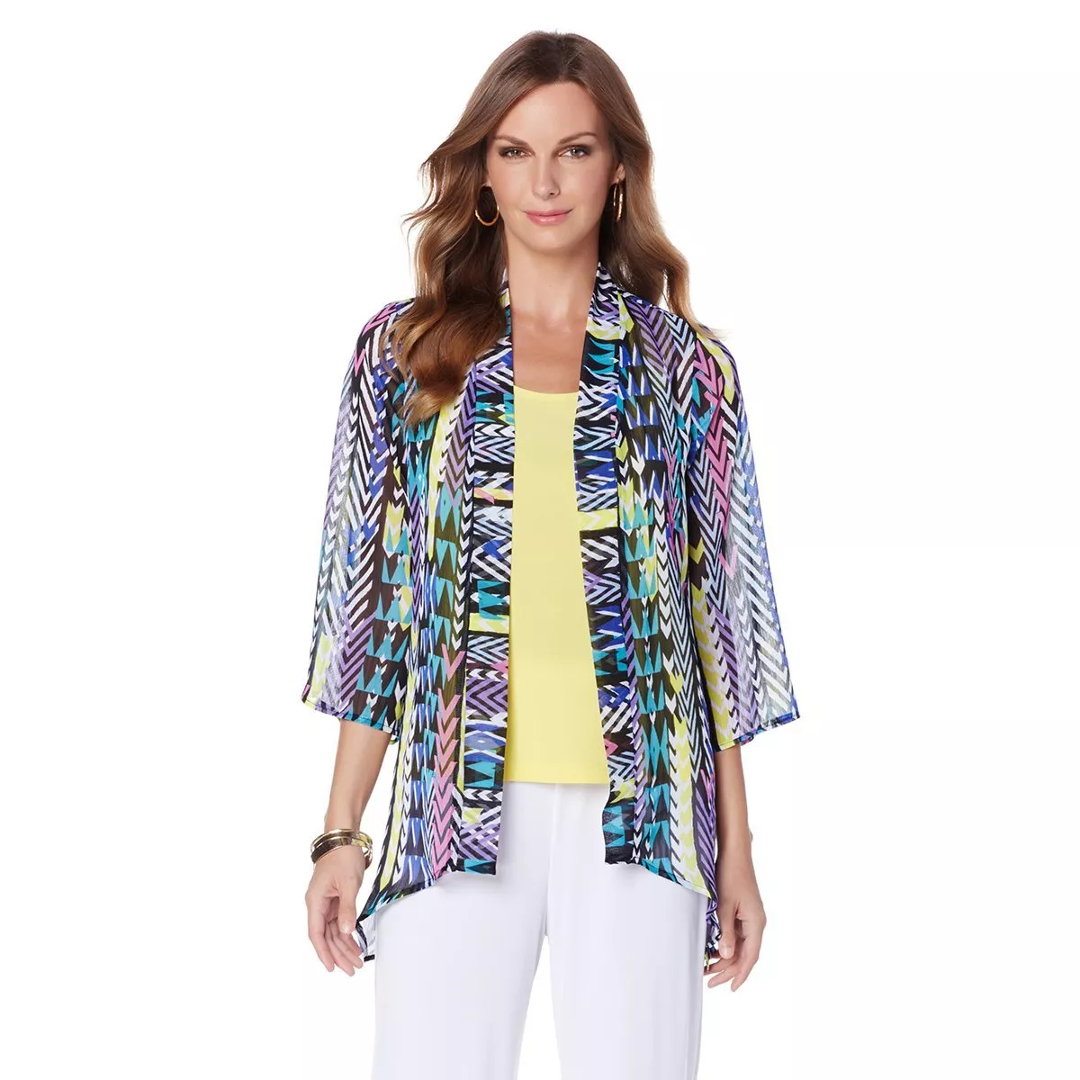 Slinky® Brand Printed Yoryu Chiffon Jacket 417607-J