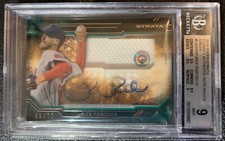 RICK PORCELLO 2015 TOPPS STRATA Clearly Authentic AUTO Relic BGS 9 MINT Green/75