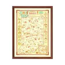 Old Map of Indiana 1932 - Vintage Indiana Art