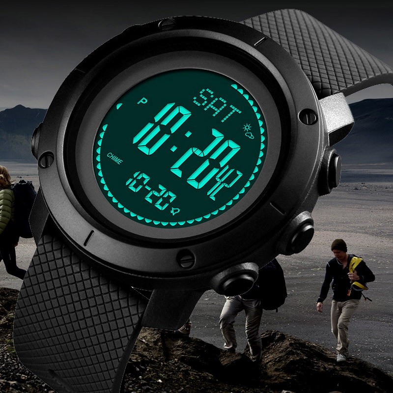 Mens Digital Army Sport Watch Waterproof Thermometer Altimeter Barometer Compass