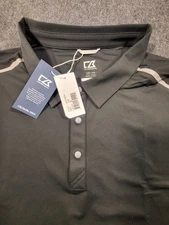Cutter And Buck Big And Tall Fusion Polo Men's Size 3XB Black Tech 50UPF