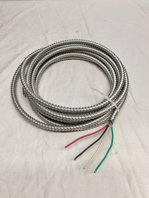  12-3 MC Cable with ground 22' long, New End of roll #12 Solid Copper Wire  