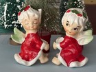 Vtg LEFTON Christmas Angel Candle Hugger Set of 2 Climbers JAPAN Pixie Girls