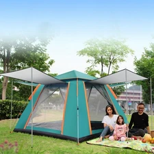 4-5 Person Camping Tent Outdoor Foldable Waterproof Tent with 2 Mosquito Nets Wi
