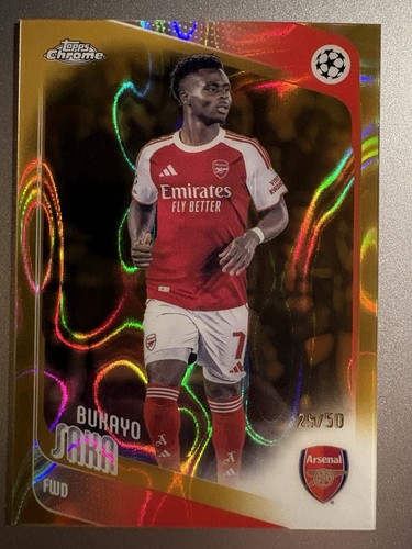Bukayo Saka 2025-26 Topps Chrome UEFA Club #12 GOLD LAVA REFRACTOR #29/50! HOT!