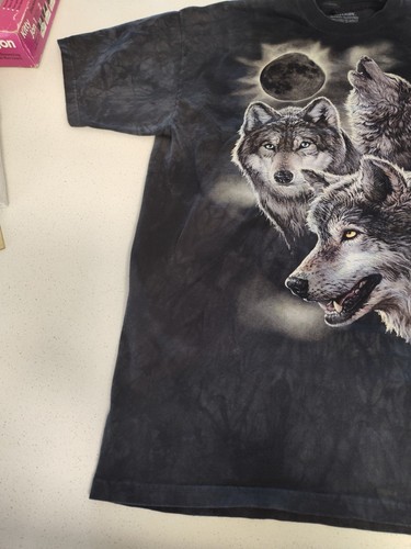 The Mountain Wolf Wolves Full Moon T-Shirt Tie Dye Black Men's T-shirt XXL - Picture 4 of 5