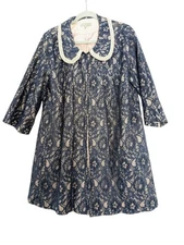 By Stella Blue Royal Lace Hook Eye Closure Coat Jacket XL Faux Pearl Coquette 